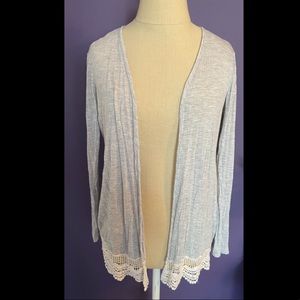 Light grey lace bottom cardigan